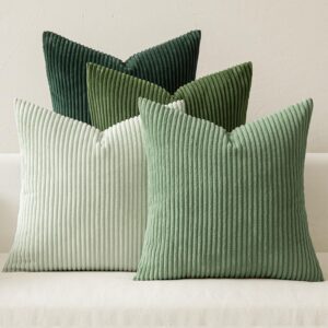 Green Throw Pillow Covers 18x18 Inch Set of 4
